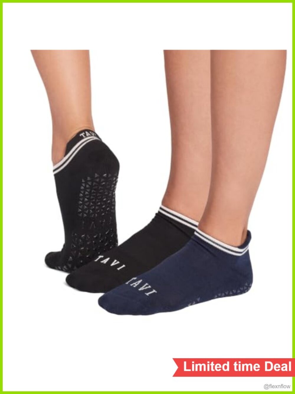 TAVI Savvy Pilates Socks with Grips for Women Low-Rise Organic Cotton